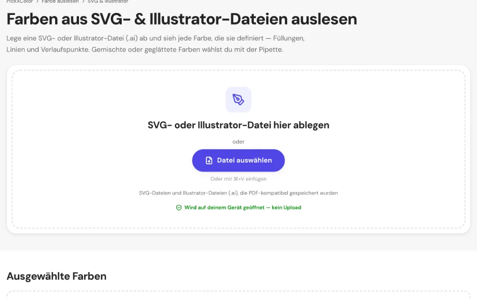 Die leere Farbpipette für SVG und Illustrator mit Ablagefläche