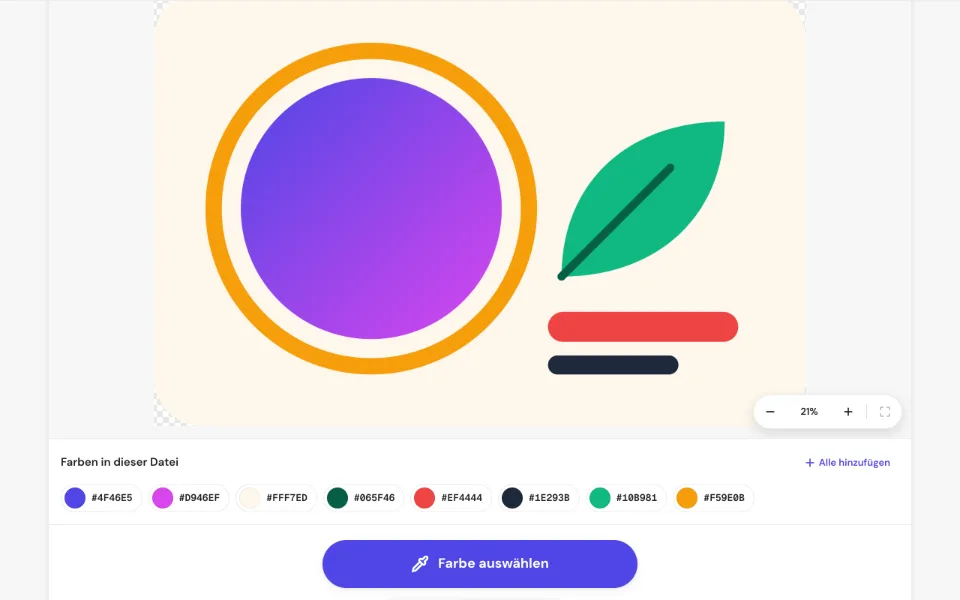Ein SVG-Logo in der Ansicht mit der Liste der Farben aus der Datei