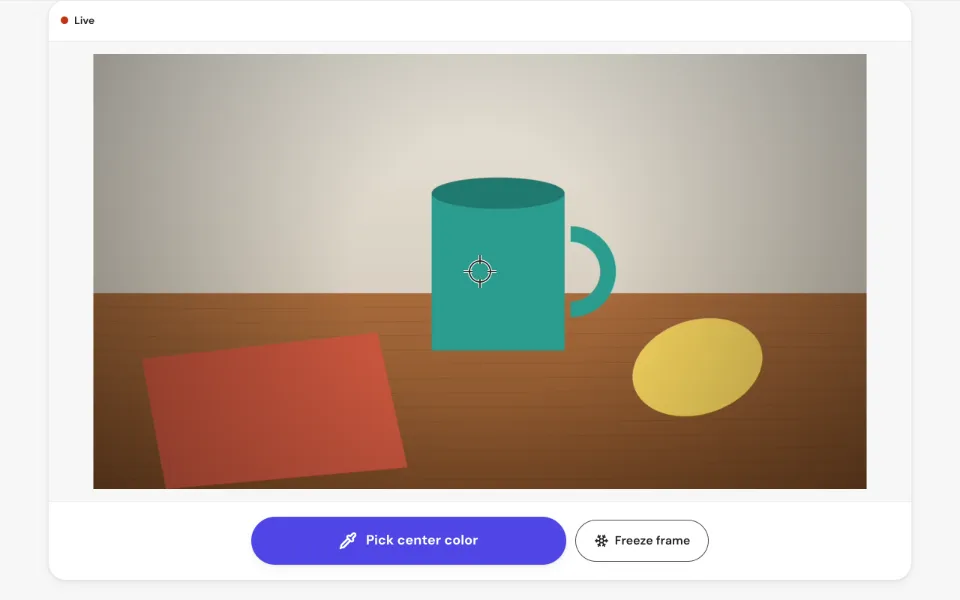 A live camera view with a crosshair in the middle