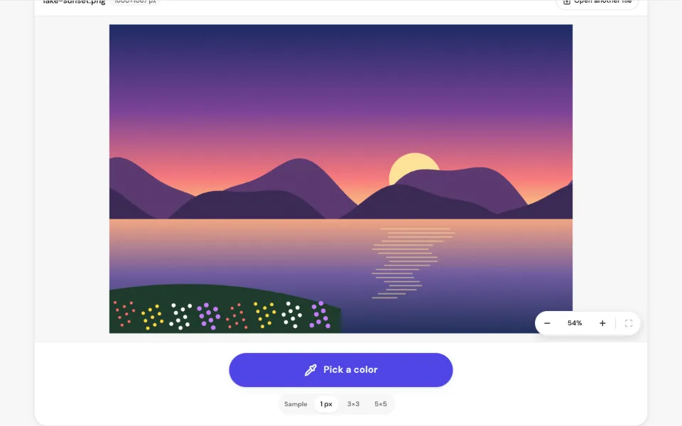 A dropped image opened in the image color picker